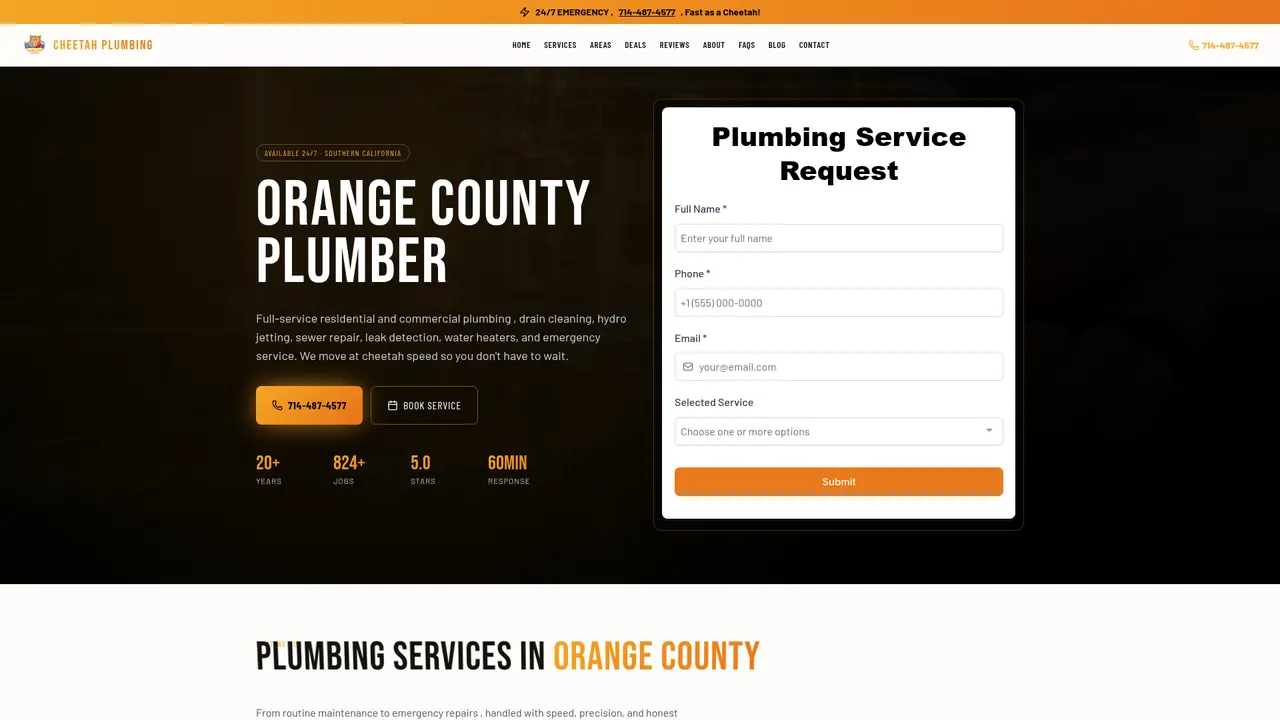 Cheetah Plumbing website example