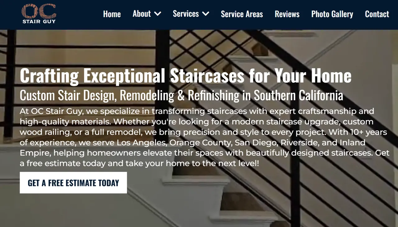 OC Stair Guy website built and marketed by Munus Solutions